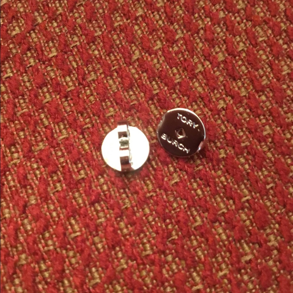 NWT TORY BURCH SILVER Hex-Logo Silver Stud Earring - Picture 4 of 4